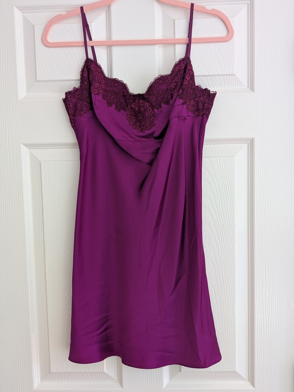 Josie Natori Plum Lace-Trim Slip Dress